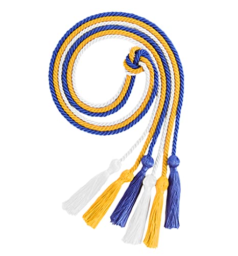 UIALECG 3Pcs Graduation Honor Cords Rayon Braided Honor Cords for Grad Days and Graduates Photography Royal Blue+Gold+White 68 Long