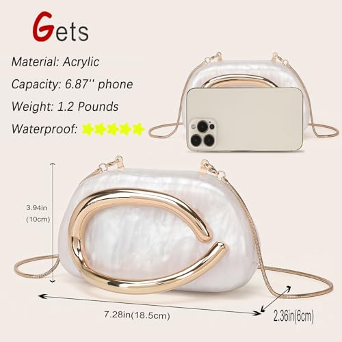 Image of Gets Acrylic Purses and Handbags for Women Multicolor Perspex Geometric Patterns Box Clutch Banquet Evening Crossbody Handbag