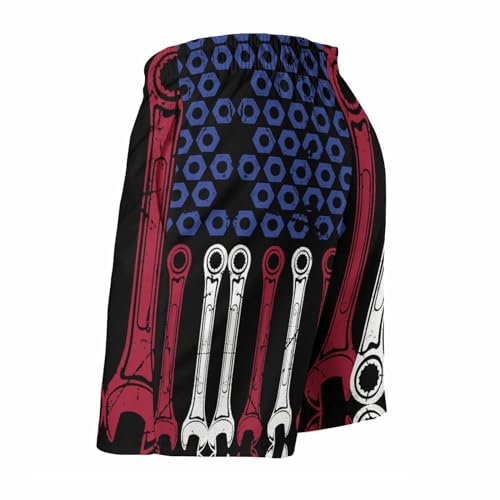 Funny Wrench USA Flag Mens Swim Trunks with Mesh Liner Quick Dry Beach Shorts Funny Swimwear with Pockets4