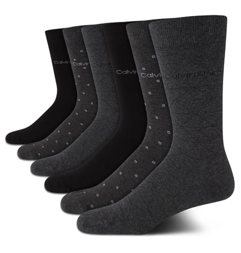Calvin Klein Mens Dress Socks - 6 Pairs Soft Cotton...