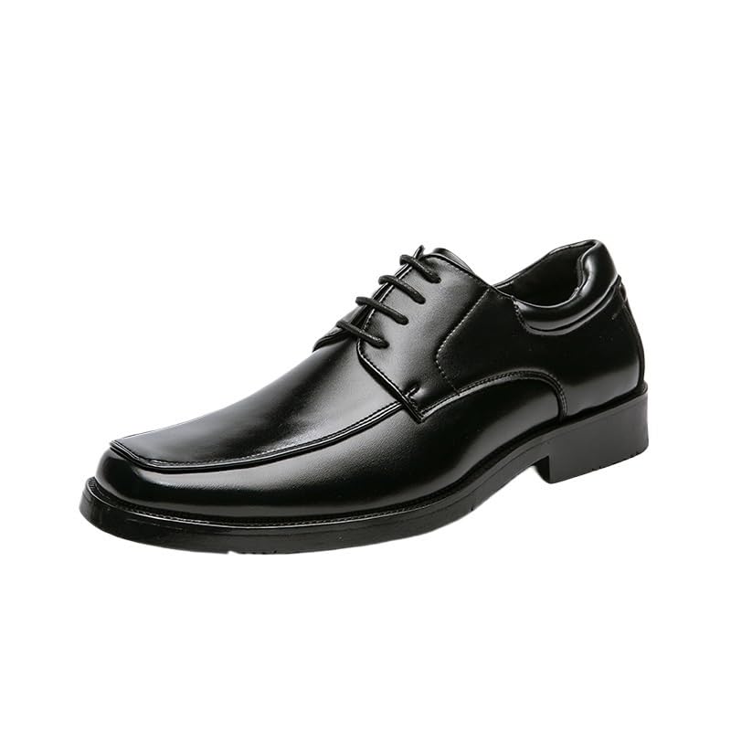 Formal Oxford Shoes for Men's Lace Up Vegan Leather Fashion Plain Toe Non Slip Block Heel Tuxedo