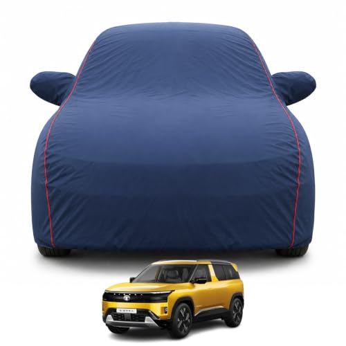Image of Car Cover for Tata Sierra (2026) | 100% Waterproof | Premium Full Body Cover with Mirror Pockets | Triple Stitched, Bottom Elastic, UV, Dust & Scratch Protection, Belt & Buckle (Navy Blue)