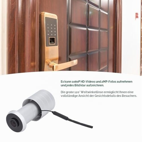 Bewinner 2-in-1 Türspion Kamera, 1080P 2MP 120° Weitwinkelobjektiv WIFI Türspion Guckloch, APP Steuerung Türspiegel für Zuhause, Büro