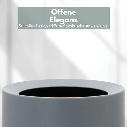 12L Mülleimer Grau Matt – Vielseitiger Badezimmer Papierkorb & WC Mülleimer, Eleganter Büro Mülleimer, Kosmetikeimer Grau, Hochwertiger Kunststoff, Robustes Design, Ideal für Bad, Küche und Büro – Bild 3