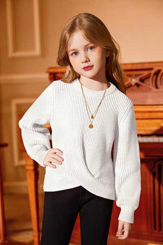 Image of Arshiner Girl's Sweaters Kids Twist Front Cute Pullover Knitted Jumper Fall Winter Clothes