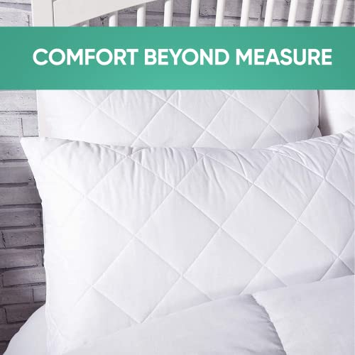 Yasmin Quilted White King Size Pillow Cases Set Of 2 – Uk Made Waterproof & Breathable 100% Cotton Pillow Cases With Zipper Enclosure – Hotel Quality Bed Pillow Cases For Home Use - 20 X 36 Inches #TOP4