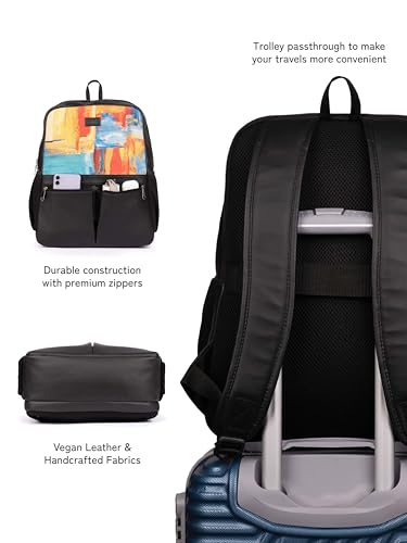 Image of ZOUK Men's Office Laptop Backpack (15.6 Inch) | Vegan Leather Travel Bag with Dual Compartments, Padded Laptop Sleeve, Trolley Sleeve, Waterproof Lining & Multiple Pockets |