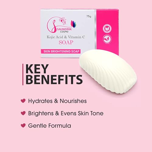 Image of Kojic Acid & Vitamin C Soap with Vitamin C & Glycerine | Hydrates & Nourishes Skin | Brightens & Evens Skin Tone | Gentle Formula for Daily Use | For Face & Body