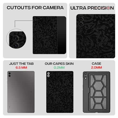 Image of Capes Tablet Skins Compatible with Samsung Galaxy Tab S9 FE Plus | Ultra-Thin Protective Film | Anti-Scratch Vinyl Decal Skin | Not Case /Cover (Black Camo, Back Skin)