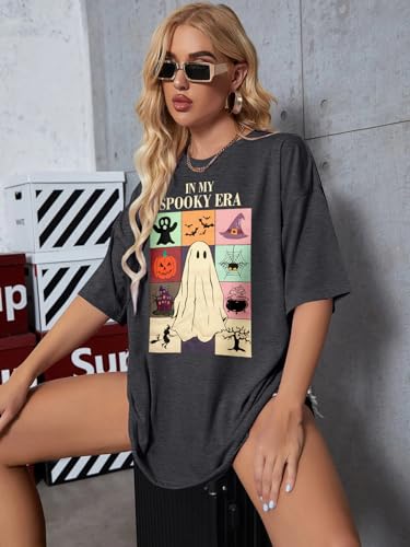 Womens Halloween Ghost Oversized Shirt: in My Spooky Era Tshirt Cute Spooky Season Tees Casaul Halloween Tops for Women4