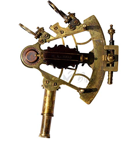 Image of Ascent Gifts Antique Brass Nautical Sextant with Wooden Box Collectible Gift 5 inch