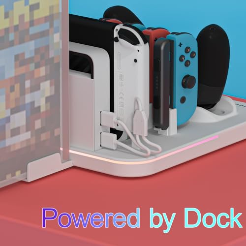 image for Hosanwell Switch Controller Charging Dock RGB Light Station Compatible