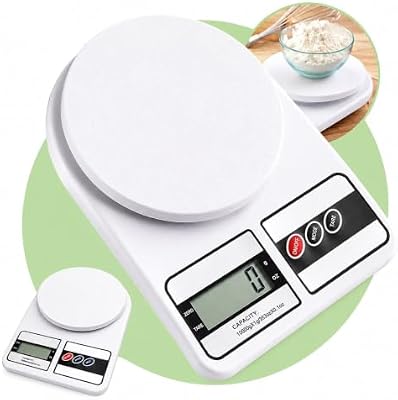 Balança de Cozinha Digital 10kg Precisão 1g Função Tara, Display LCD, Múltiplas Unidades, Plataforma Antiderrapante, Design Compacto para Alimentos, Dieta, Confeitaria e Receitas Premium