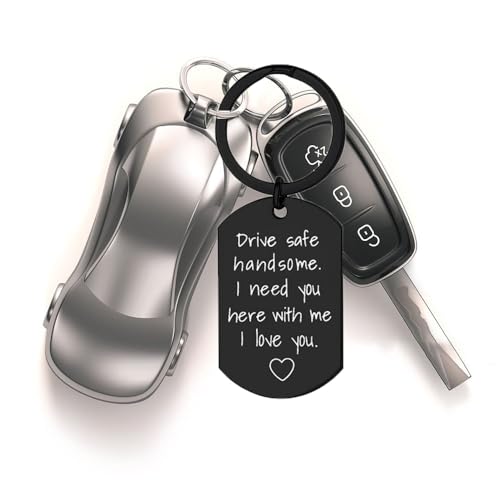 Image of Fathers Valentines Day Gifts for Him Dad Stocking Stuffers for Men Drive Safe Keychain Boyfriend Christmas Husband