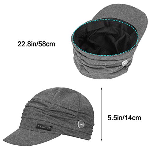 3 Pieces Newsboy Cabbie Cap Beret Hat Baseball Cap With Buttons Sun Brim For Woman Ladies (Black, Grey, Wine Red) #TOP2