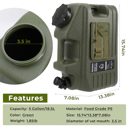 5 Gallon Camping Water Jug with Spigot, Water Container BPA Free Water Storage with Tool Bag, Portable Water Tank Emergency Water Storage for Hiking, Camping, Picnic, Home Use - Image 3