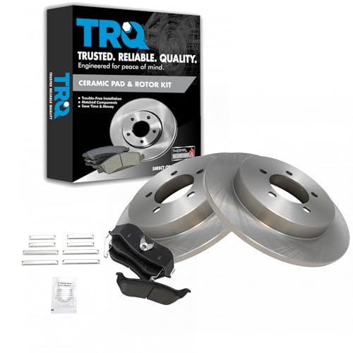 Image of TRQ Rear Brake Pad and Rotor Set Ceramic Rotors | For 2006-2010 Ford Explorer 2007-2010 Explorer Sport Trac Mercury Mountaineer