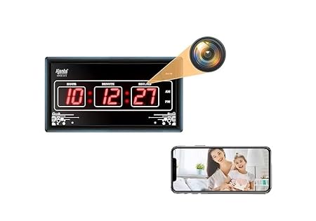 SPY 360 Wireless WiFi Spy Digital Wall Clock Camera Hidden Spy &128 GB Supported Full HD Mini Spy Camera for Home - black