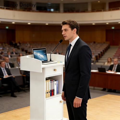 Podio de madera estable para evitar caídas de notas en discursos y eventos 4