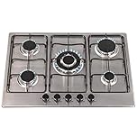 SIA AMZSSG702SS 70cm 5 Burner Gas Hob In Stainless Steel With Enamel Pan Stands