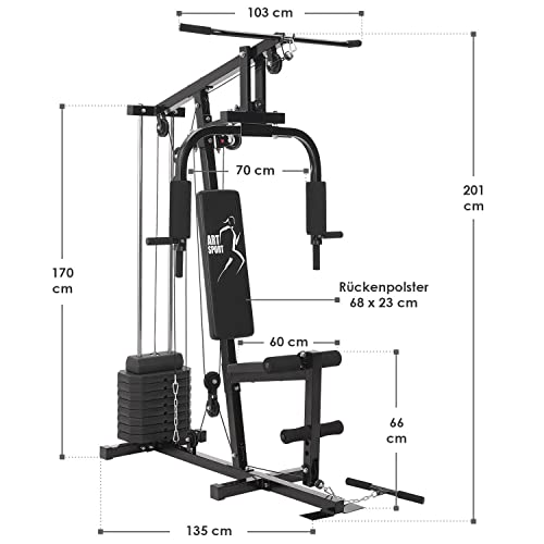 ArtSport Kraftstation ProfiGym 2000 mit Latzug- & Butterflystange, Seilzug & Beinstrecker - 9 Gewichte mit 40kg… – Bild 3