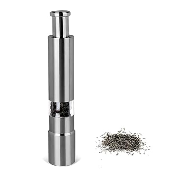 Drumstone (𝐋𝐢𝐦𝐢𝐭𝐞𝐝 𝐓𝐨𝐝𝐚𝐲) Premium Stainless Steel Salt and Pepper Grinder Set – Easy One-Hand Operation Spice Mill for Cooking, Grilling and Gifting 𝟏𝟓 𝐘𝐞𝐚𝐫𝐬 𝐖𝐚𝐫𝐫𝐚𝐧𝐭𝐲