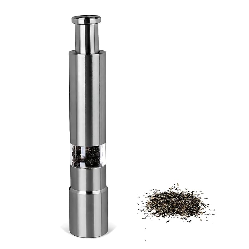 Drumstone (𝐋𝐢𝐦𝐢𝐭𝐞𝐝 𝐓𝐨𝐝𝐚𝐲) Premium Stainless Steel Salt and Pepper Grinder Set – Easy One-Hand Operation Spice Mill for Cooking, Grilling and Gifting 𝟏𝟓 𝐘𝐞𝐚𝐫𝐬 𝐖𝐚𝐫𝐫𝐚𝐧𝐭𝐲-picture-43