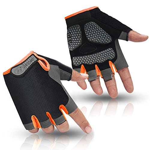 HuwaiH Cycling Gloves for Men Women, with Anti-Slip Shock-Absorbing Pad,