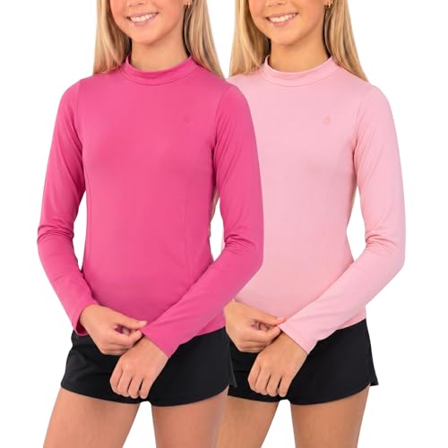 Volcom Girls Rash Guard 2-Pack Long Sleeve UPF 50+ Swim Shirt Sun Protection Swimwear for Kids Pink