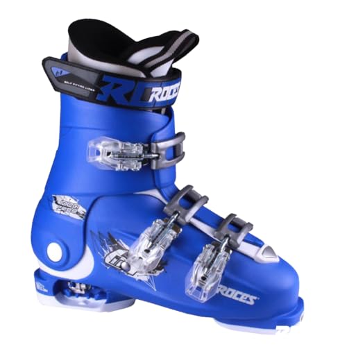 ROCES IDEA UP Adjustable Ski Boots for Kids, Color Deep Blue/White Size, 22.5-25.5