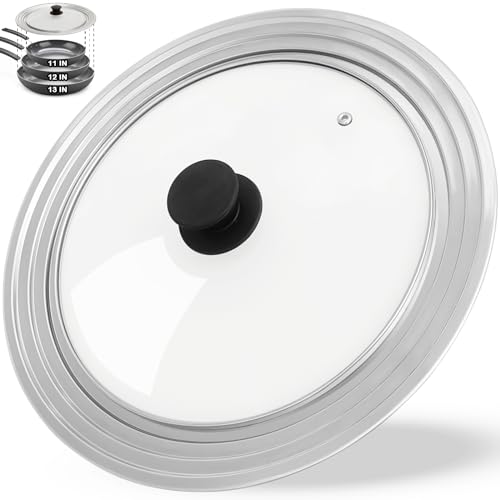 Image of Universal Lid for Pots and Pans, Fits 11", 12" & 13" Diameter Cookware, Replacement Stainless Steel Skillets lids, Heat Resistant Frying Pan lid, Dishwasher Safe