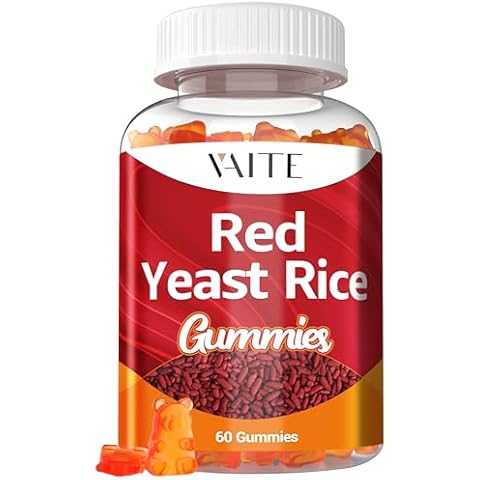 VAITE Red Yeast Rice with CoQ10 Gummies - 1200 mg RYR Synergy Organic Plant-Based Supplement with Coenzyme Q10 for Energy Support & Monacolin K, Non-GMO & Citrinin Free, 60 Herbal Vegetarian Gummy Cover