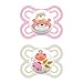 MAM Perfect Lot de 2 tétines, pour un développement sain des dents et de la mâchoire, en silicone spécial MAM SkinSoft, avec boîte à tétine, pour bébé de 0 à 6 mois, motif tigre/fleur
