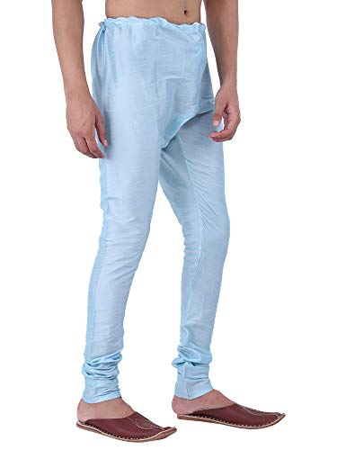 Image of HUZUR Men Pyjama,Churidar,Bottom wear,Silk Blend,Regular Fit,Wedding,Party,Festival,Family Funcation,White,Gold,Pajama