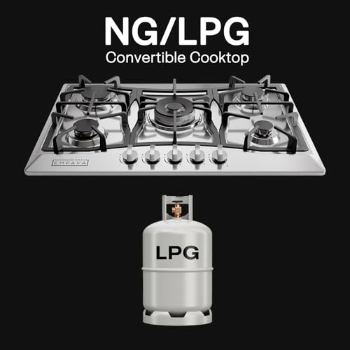 Image of Empava 30 Inch Gas Cooktop with 5 Italy Sabaf Sealed Burners NG /LPG Convertible in Stainless Steel Model 2020