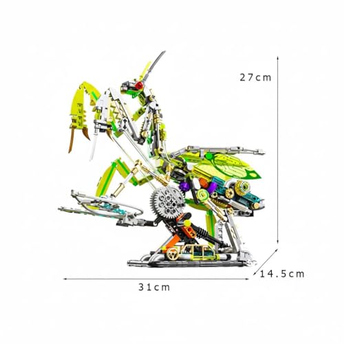 Image of SKY LINE OCEAN Mechanical Mantis Building Set - 999+ PCS Light-Up Insect Model Kit, Articulated STEM Animal Construction Toy, Display Collectible Gift for Kids Teens & Adults