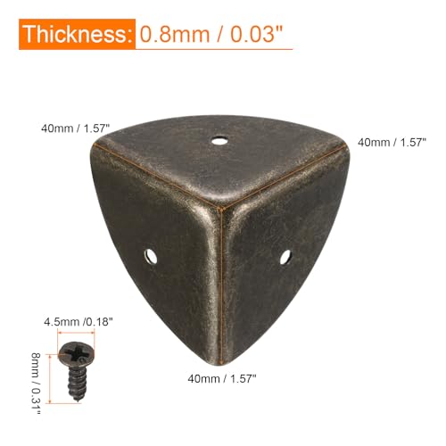 Image of uxcell 40x40x40mm Metal Box Corner Protectors Edge Guard Bronze Tone 16pcs for Table Corners and Desk Corners