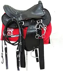 Sela Australiana Preta Simples para Cavalgada E Passeios Completa Com Manta e Freio Inox