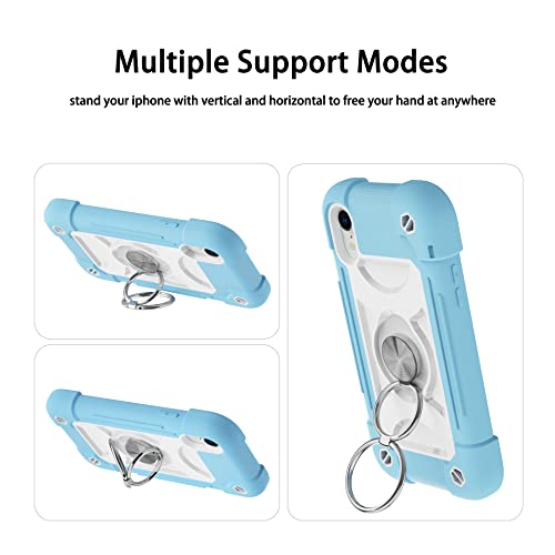 Image of MARKILL Compatible with iPhone with Built-in 360Rotating Ring Stand, Military Grade Drop Protection Full Body Rugged Heavy Duty Case Durable Cover (Ice Blue, iPhone XR 6.1 inch)