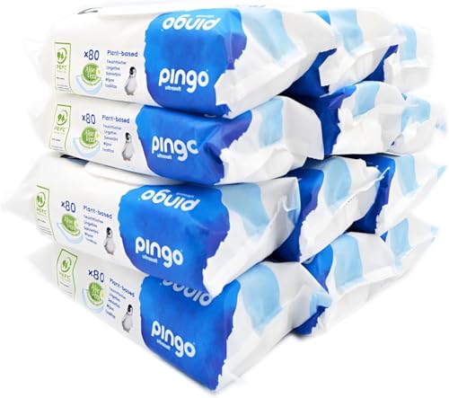 Pingo Toallitas Húmedas para Bebé, 99% Agua, Sin Perfume, Hipoalergénicas y Suaves, 960 Toallitas (12 Packs de 80) - Cuida y Protege la Piel Delicada