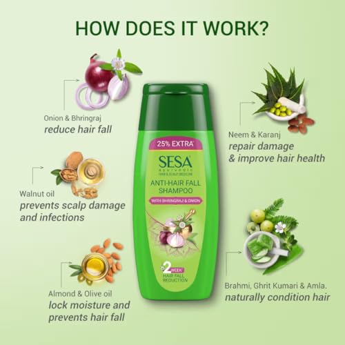Image of SESA Ayurvedic Hair Oil 200Ml + Ayurvedic Anti Hairfall Shampoo 100Ml Combo Pack Control Hair Fall Nourishes Scalp Help Hair Growth For Men & Women