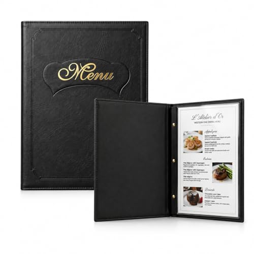 Pochettes de menus A4 à 3 vis sans coins métalliques pour carte