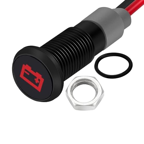 RUNCCI-YUN 12-24v 8mm DC Voyant Led En Metal,Led Indicateur Panneau,Temoin Lumineux 12v, Pour Van,Bateau Et Autres Vehicules Universel(Avertissement de...
