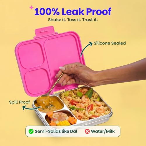 Image of Basil Bento Ace 3 Compartment Stainless Steel Lunch Box