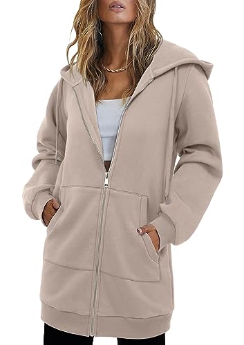 StunShow Women's Zip Up Hoodies Oversized Fleece Long Sleeve Sweatshirts Casual Fall Jacket Coat with Pocket(S-3XL)2