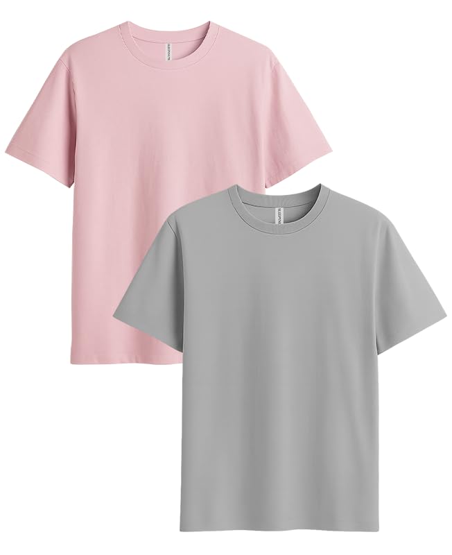 Image of Sleepynuts Women's S to 3XL Premium Half Sleeve Round Neck Plain Combed Cotton Tshirt Pack of 3 Loose Fit T-Shirts Combo
