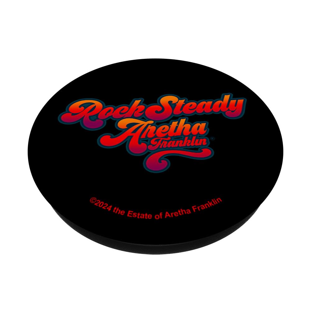 Aretha Franklin Rock Steady Stacked Logo PopSockets Swappable PopGrip, Black - Image 2