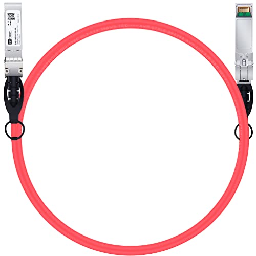 Image of H!Fiber Red SFP+ Cable, 10G SFP+ DAC, 1.5M(5ft), Passive Direct Attach Copper Twinax Cable for Cisco SFP-H10GB-CU1.5M, Ubiquiti UniFi UC-DAC-SFP+, Meraki, Mikrotik, Intel, Fortinet, Netgear