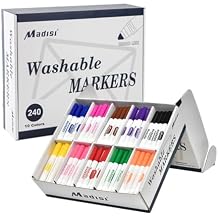 Madisi Washable Markers, Broad Line Markers, Assorted Colors, Classroom Bulk Pack, 240 Count