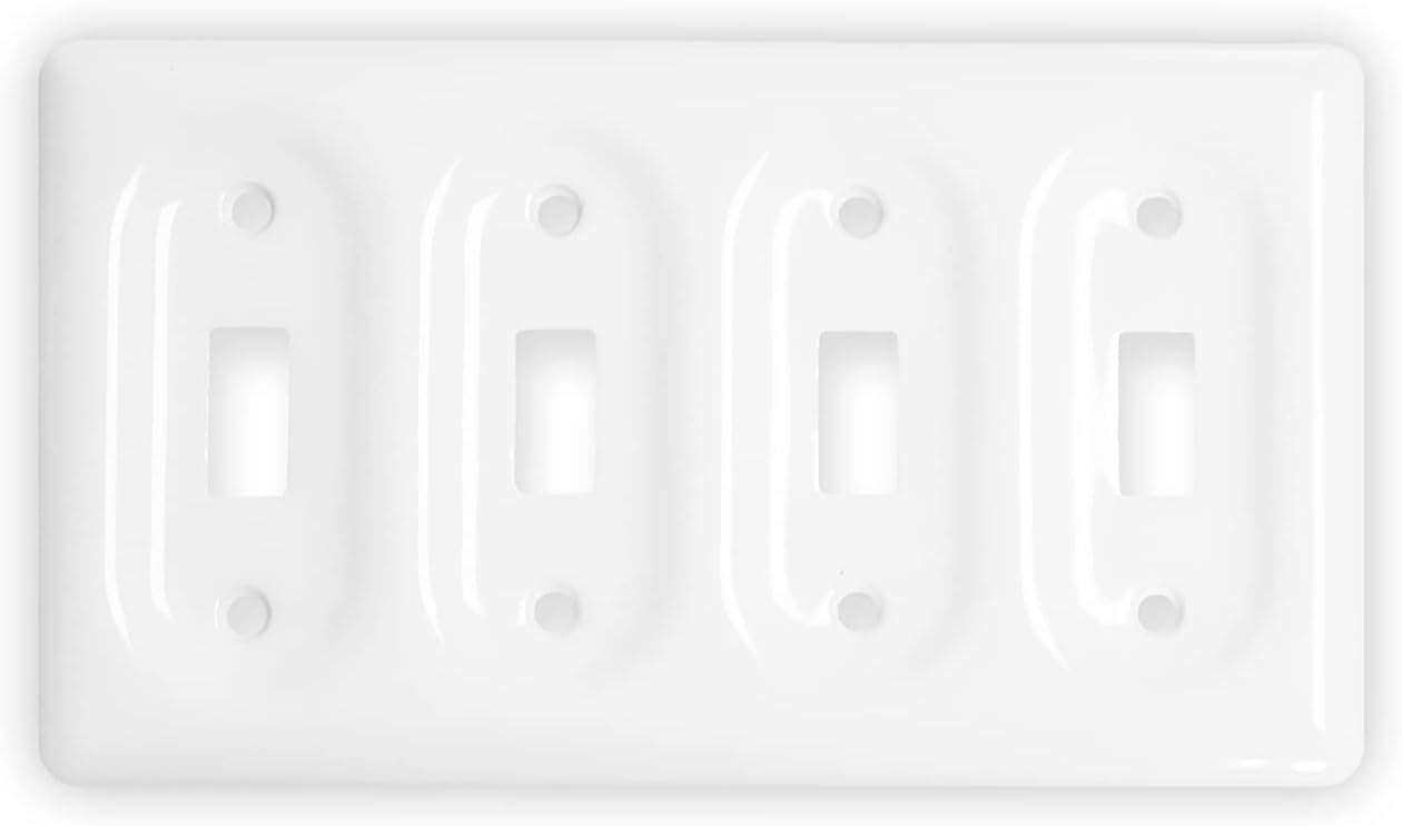 Ceramic Switch Plates Outlet Covers Switch Plate Cover White(Quad Toggle)